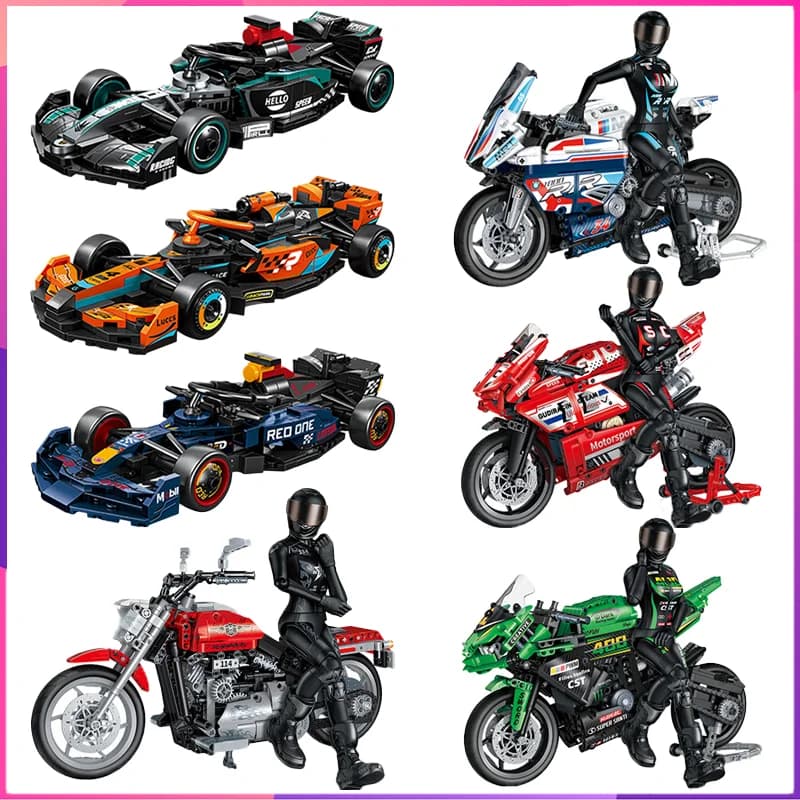 Formula Racing Car Building Blocks Auto sportiva Decorazione desktop Puzzle Modello di assemblaggio Giocattoli Regali di compleanno per ragazzi e ragazze