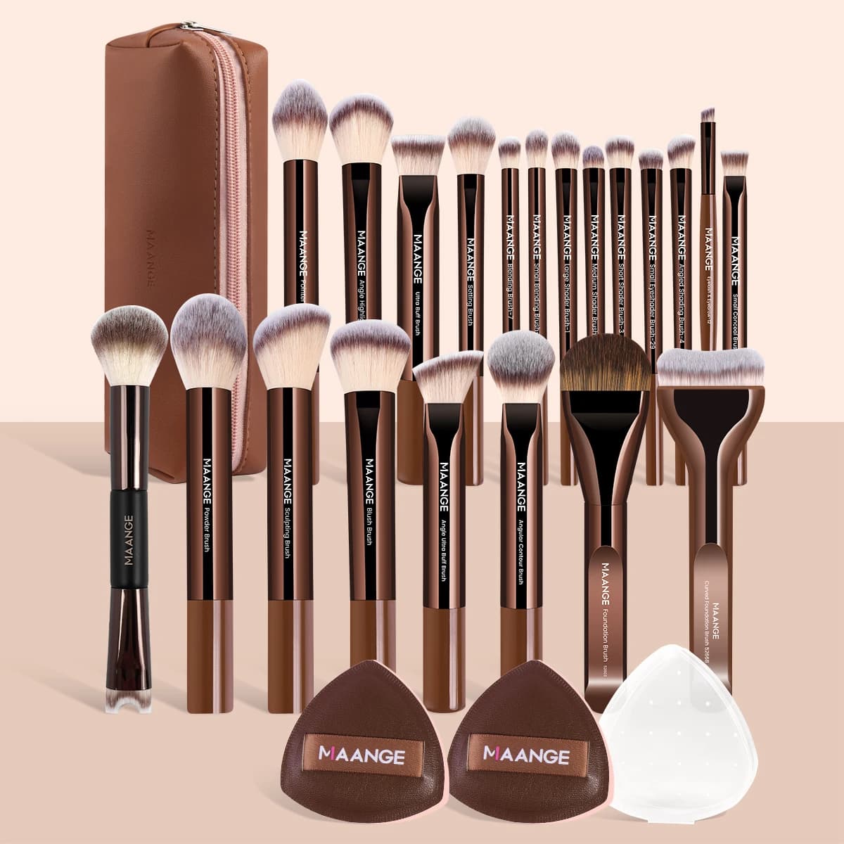 MAANGE 24pcs Makeup Tool Set Foundation Brush Powder Blusher Brush Concealer Brush Eye Shadow Brush Women's Daily Makeup Needs