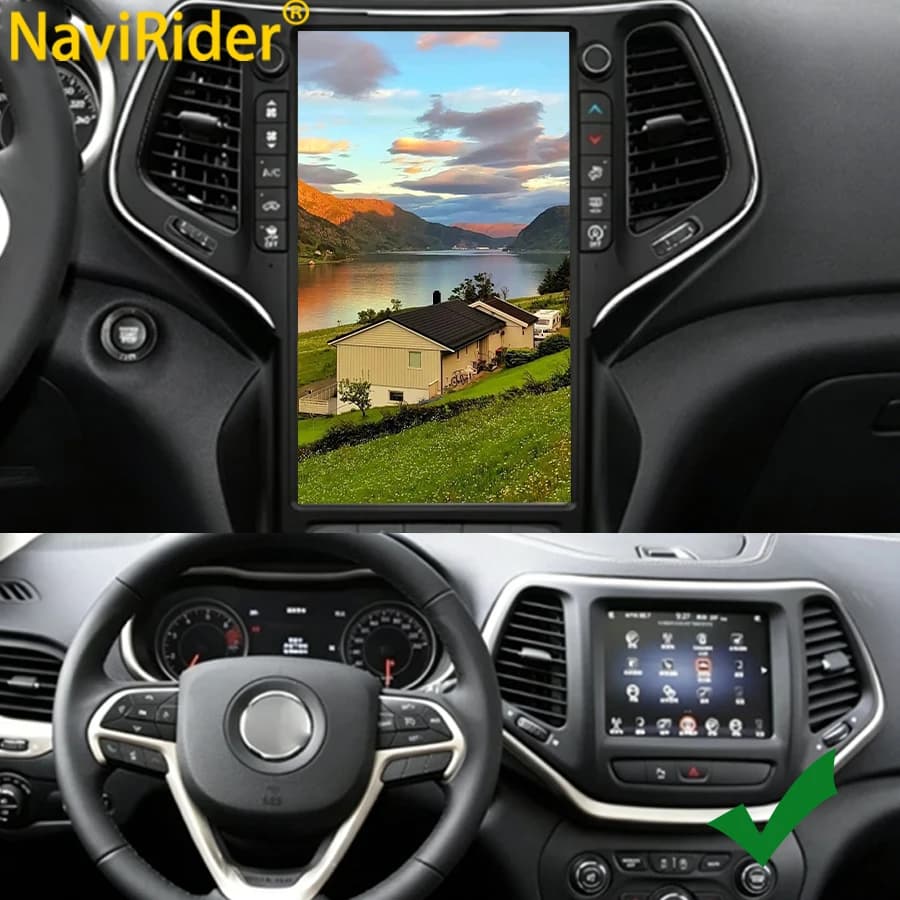 Autoradio GPS da 13,6 pollici con CarPlay e Android per Jeep Cherokee 5 KL 2014-2020, lettore multimediale video stereo con DSP.