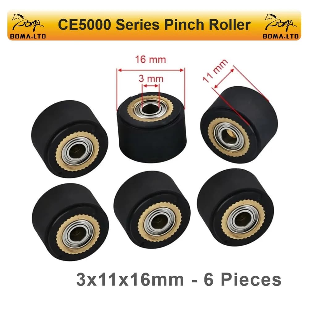 6Pcs Rubber Feed Roller Push Wheel Copper Core For Mimaki Roland CAMM Graphtec CE5000-120 Liyu Vinyl Cutter Cutting