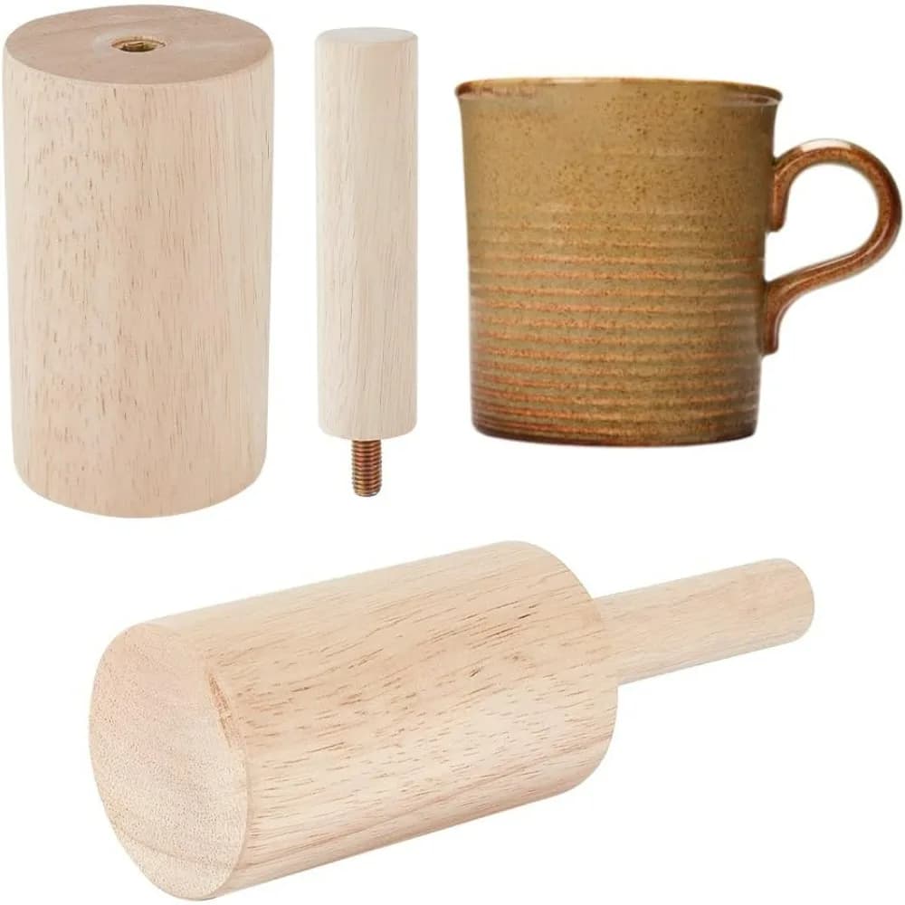 Strumenti per ceramica a tazza da 8,6x2,7 pollici Strumenti per ceramica in legno con manico Set di strumenti per ceramica per modellatura in legno con costole di ceramica in argilla