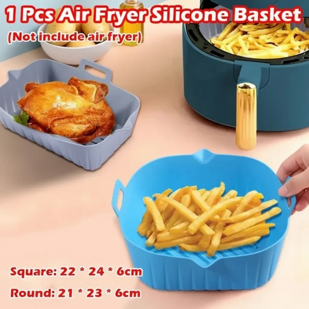 Silicone basket for air fryer 1 pc reusable baking tray for pizza fried chicken oven accessories