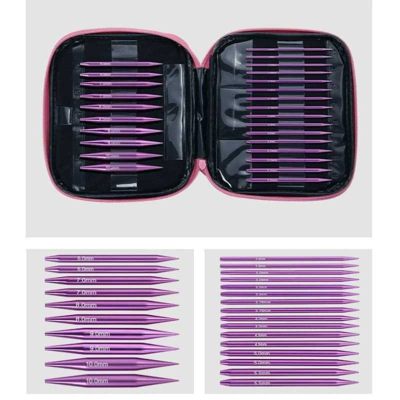13Sets 3.0-10.0mm Purple Circular Needle Set Detachable Sweater Needle Aluminum Oxide Circular Needle Yarn Knitting Tool Sets