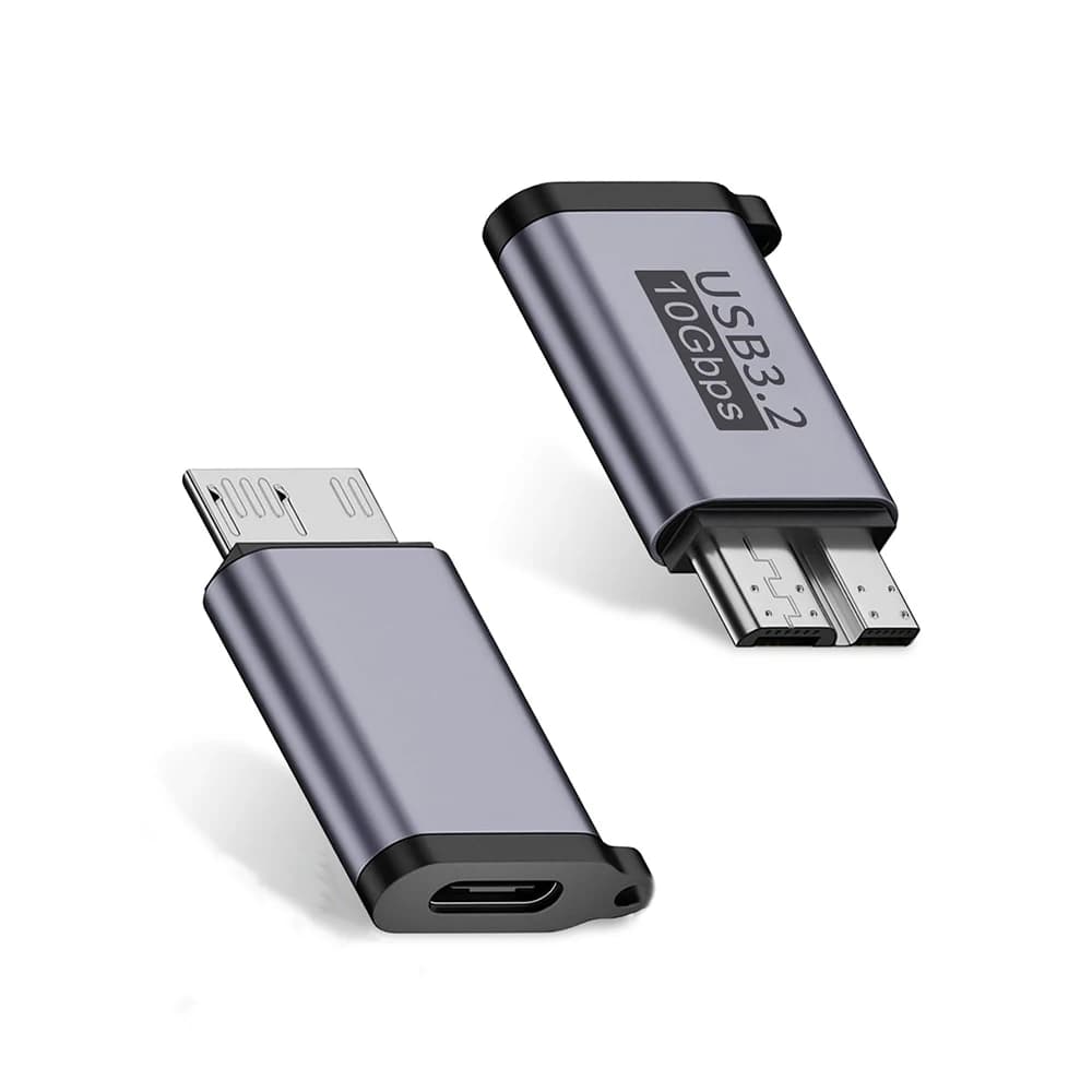 Adattatore USB 3.2 MicroB da 2 pezzi, convertitore da Micro-B maschio a Type-C femmina per disco rigido SSD esterno, tablet, telefono, laptop, PC