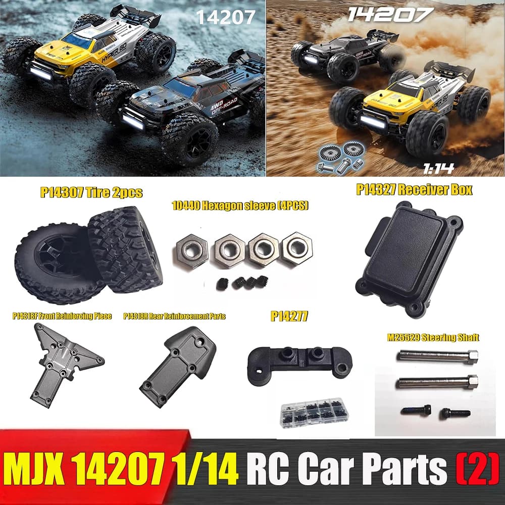 MJX 14207 1/14 RC Brushless Parti di automobili telecomandate Manica esagonale P14307 Scatola ricevitore pneumatici Albero sterzo Scatola a vite Parti 2