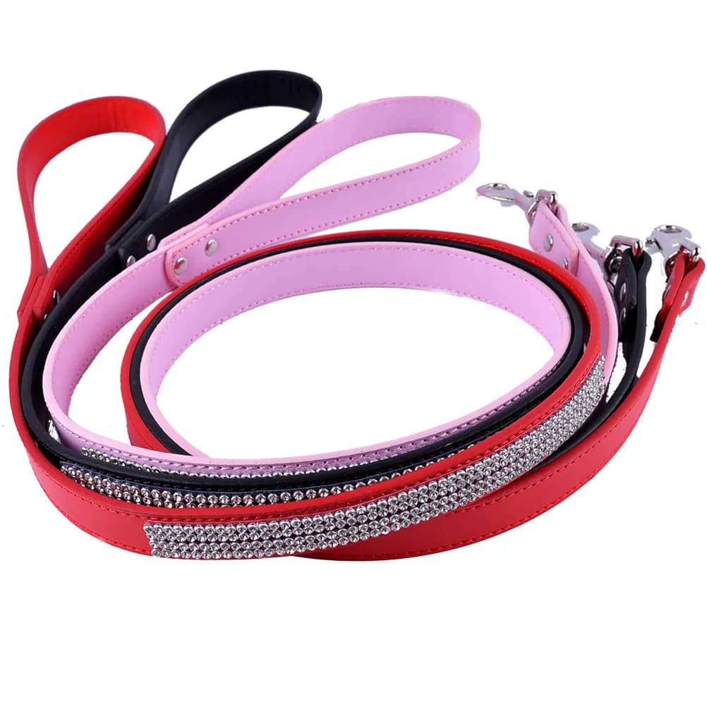 Guinzaglio per Cani con Strass Termoadesivi, Morbido e Flessibile in PU, Ideale per Passeggiate e Addestramento, Perfetto per Yorkie e Chihuahua