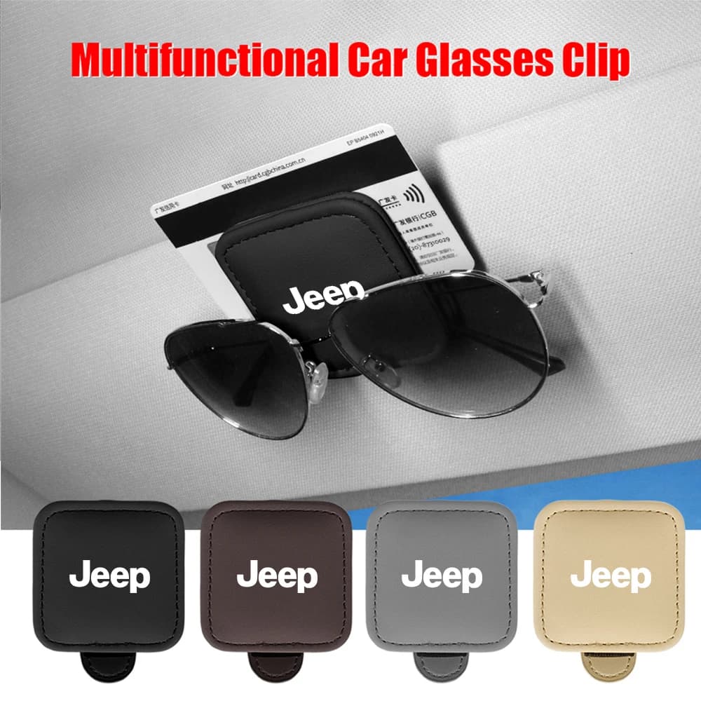 Accessori per occhiali magnetici per visiera parasole per auto in pelle PU per JEEP Grand Cherokee JK Wrangler Compass Renegade
