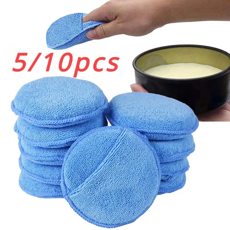 Spugne per Lucidatura e Ceratura Auto, 5 Pollici 125mm, Applicatori Rotondi in Microfibra per Cera Auto e Moto, Spugne in Schiuma per Pulizia
