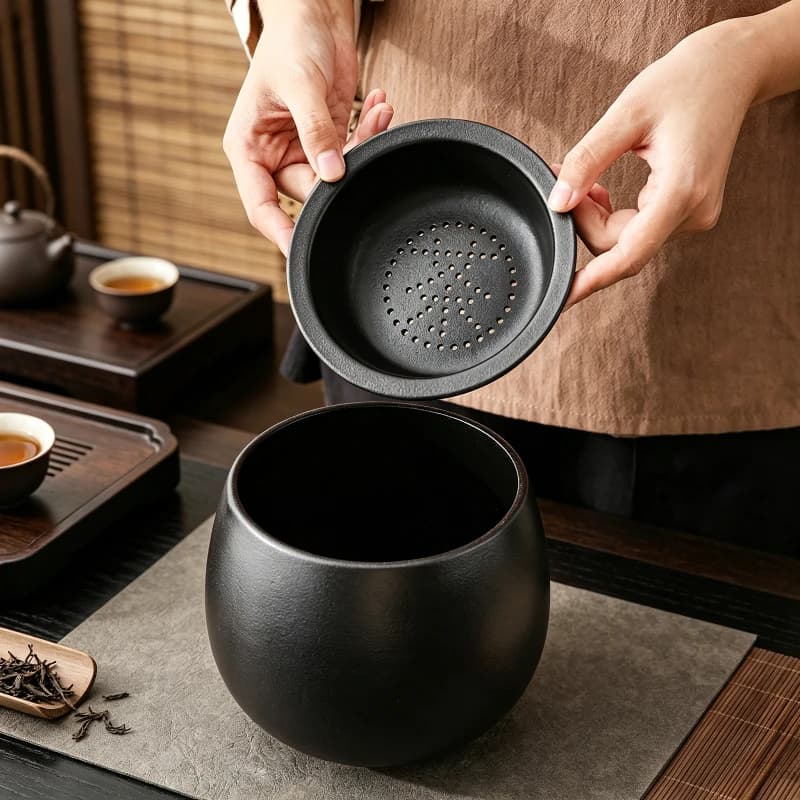 Wet‑dry Separation Ceramic Tea Waste Bowl Multi‑size Home Tea Washer Water Basin Ashtray Kung Fu Tea Set Desktop Accessory