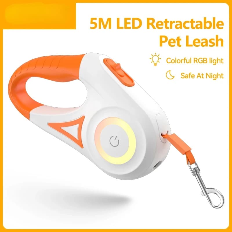 Guinzaglio automatico per cani 5M retrattile LED luminoso principale cinghie luminose di moda per cuccioli di cane flessibile per animali domestici passeggiate da corsa