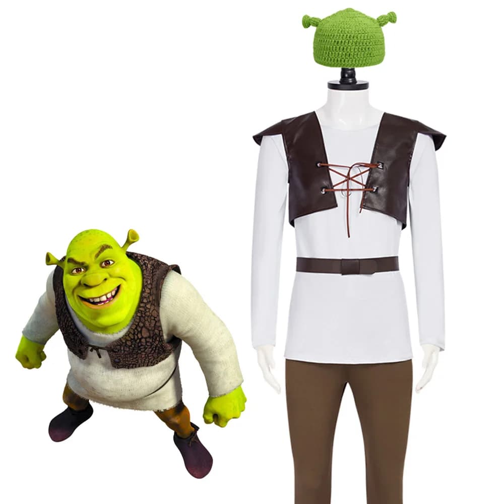 Shrek Costumes Cosplay Green Hat Shrek Top Men's Pants Performance Role Game Halloween Carnival Party Dresses