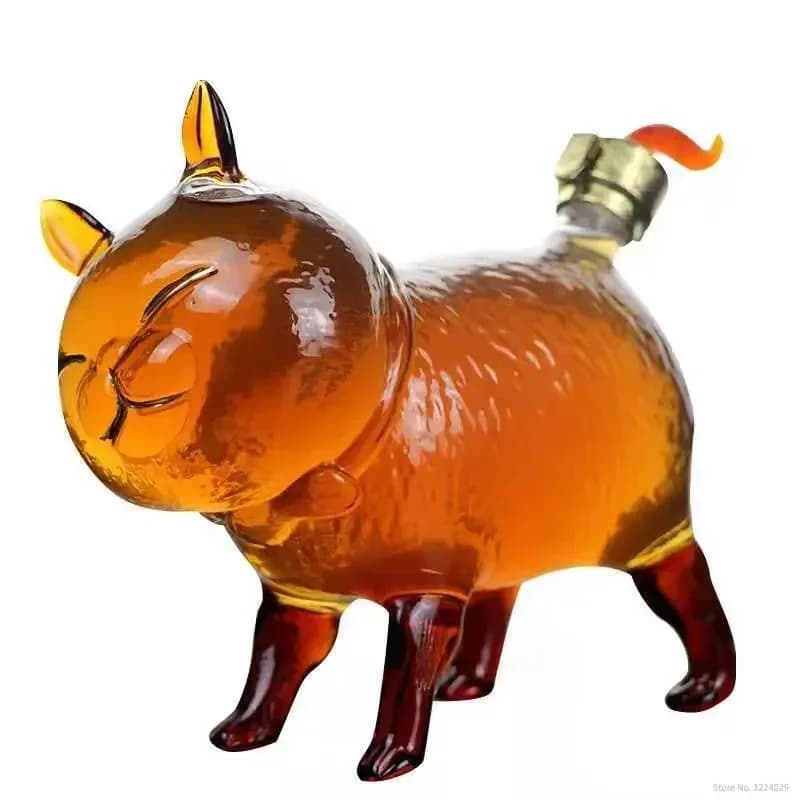 Decanter per vino in vetro soffiato a mano, design a forma di gatto, 750 ml, senza piombo, per liquori, whisky, scotch, bourbon