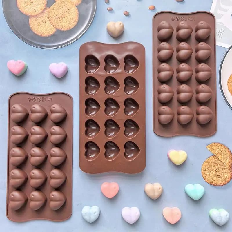 15‑Cavity Heart‑Shaped Silicone Mold, DIY Mould for Chocolate Candy Ice Jelly Cake Soap Candle, Valentine's Day Handmade Gifts