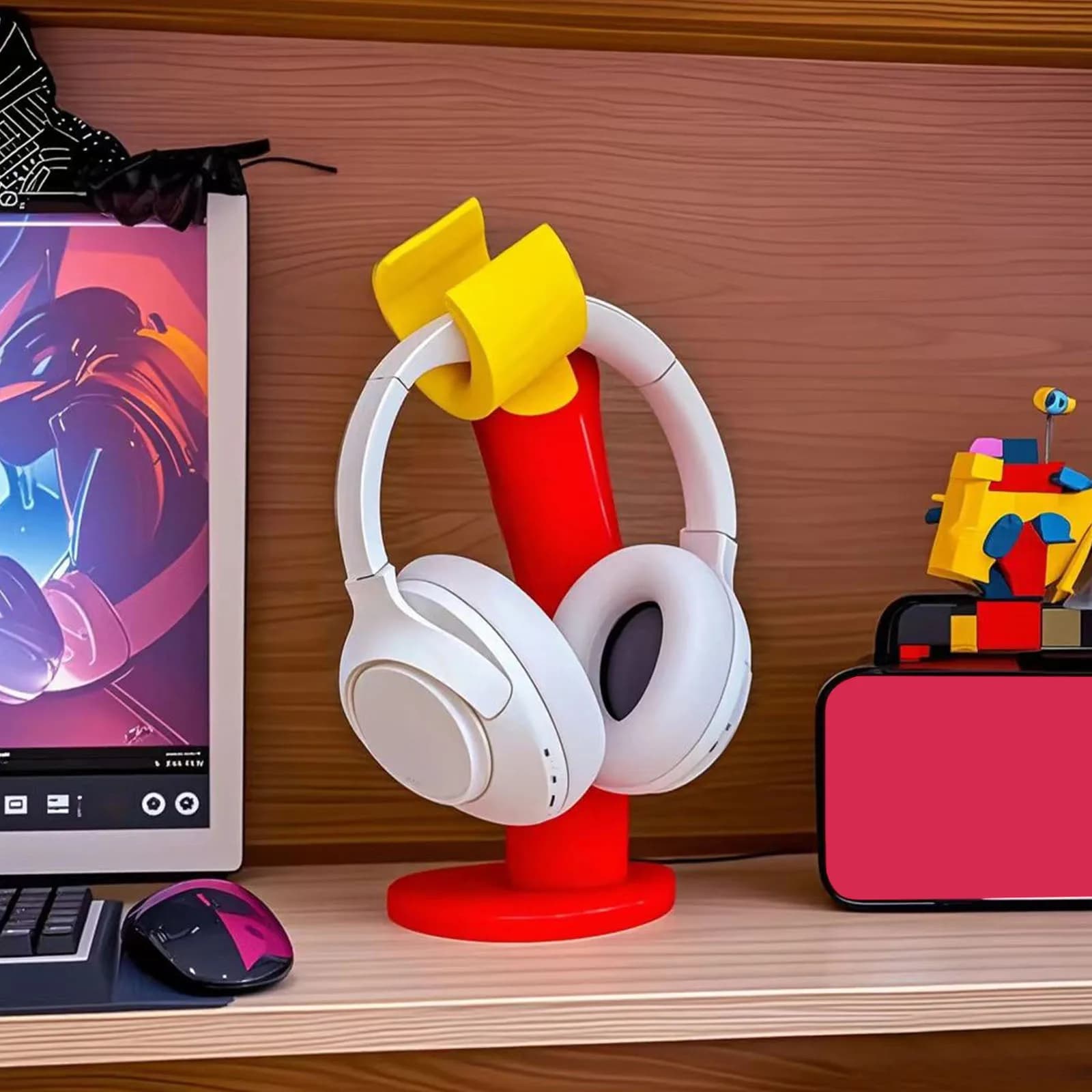 Modellazione Supporto per cuffie Stampato in 3D Figurine da tavolo creative Staffa Miniature Auricolare Dock Accessori per la configurazione di giochi