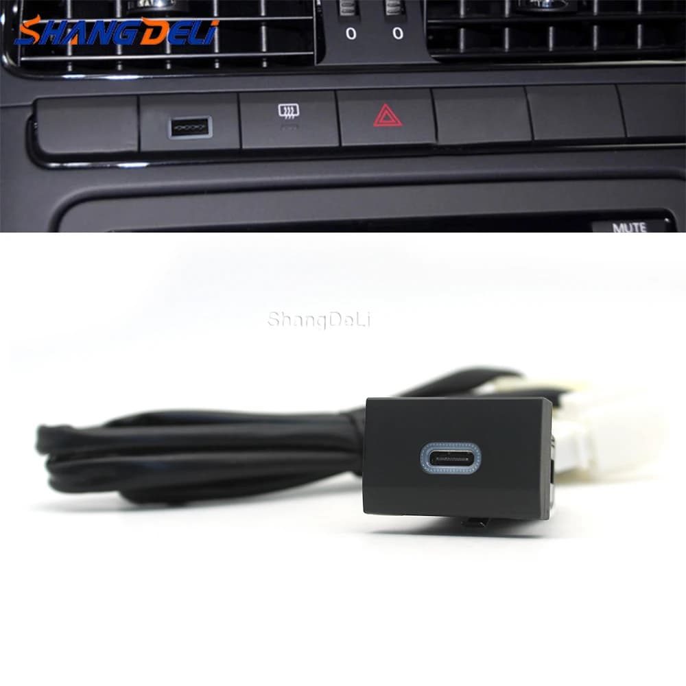 Caricatore rapido per auto Tipo-C Presa interfaccia PD Pulsante adattatore di ricarica rapida per telefono automatico per Volkswagen POLO 11-13
