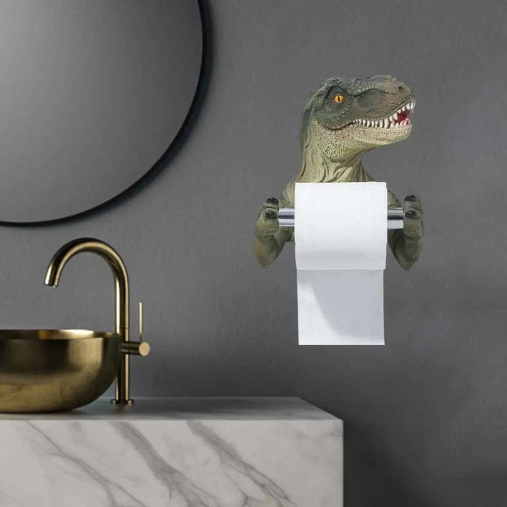 Portarotolo Decorativo a Forma di Dinosauro, Organizzatore da Parete Senza Foratura