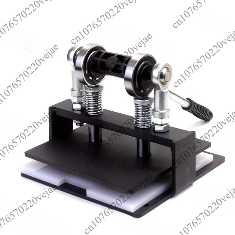 Ping-pong Spools Rubber Cutting Machine With Double Roller Bearing, Manual Press, Rubber Cutting Device and Application on the Ribbon Edge.