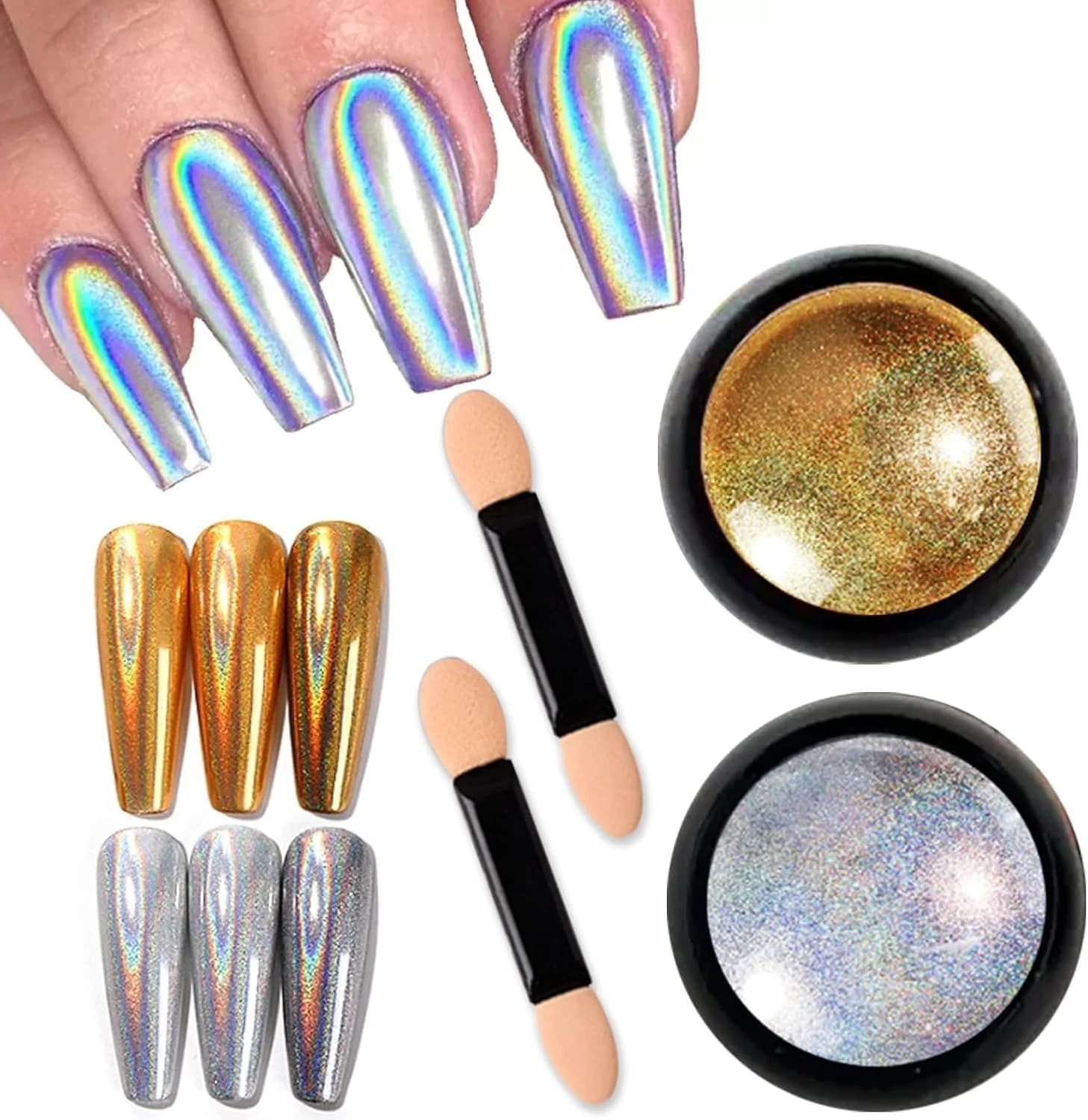 6/16 colori colore chiaro solido cambiamento graduale in polvere ombretto piatto montato ragazza smalto aurora specchio glitter per unghie in polvere