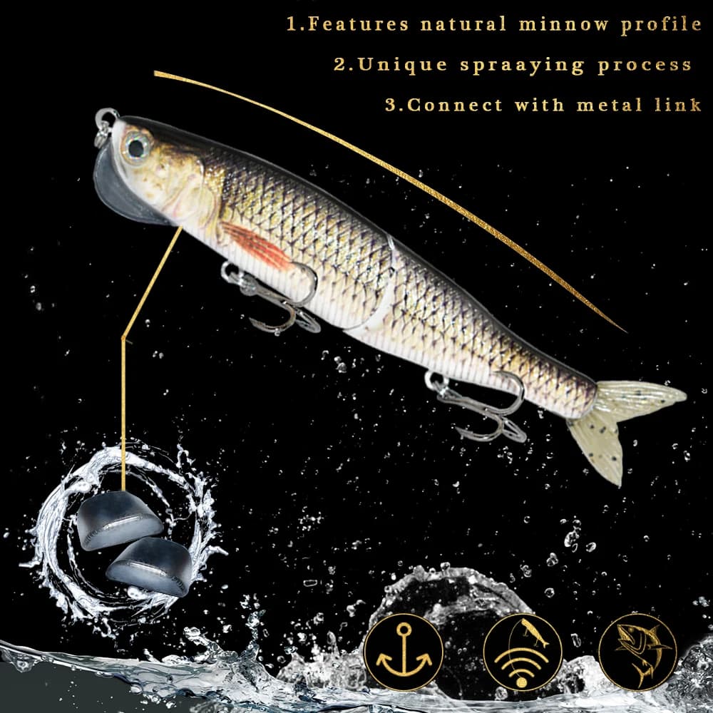 Esca da pesca artificiale Wobbler con esca a giunto singolo da 5,3 pollici Esca snodata dura Esca da pesca scorrevole in plastica