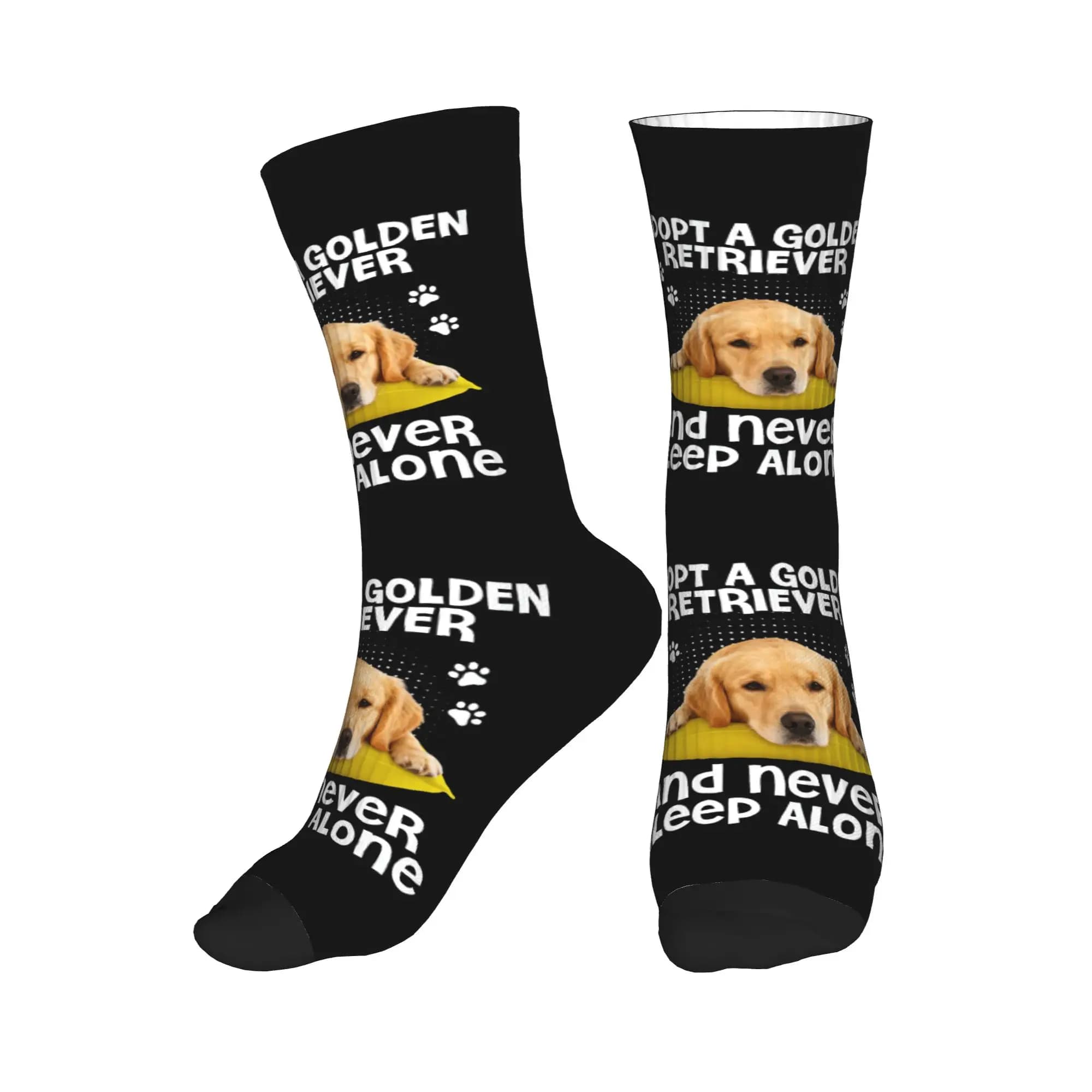 Calzini da uomo Adopt Golden Retriever Never Sleep Alone, calzini unisex con stampa 3D, calzini eleganti per amanti dei cani