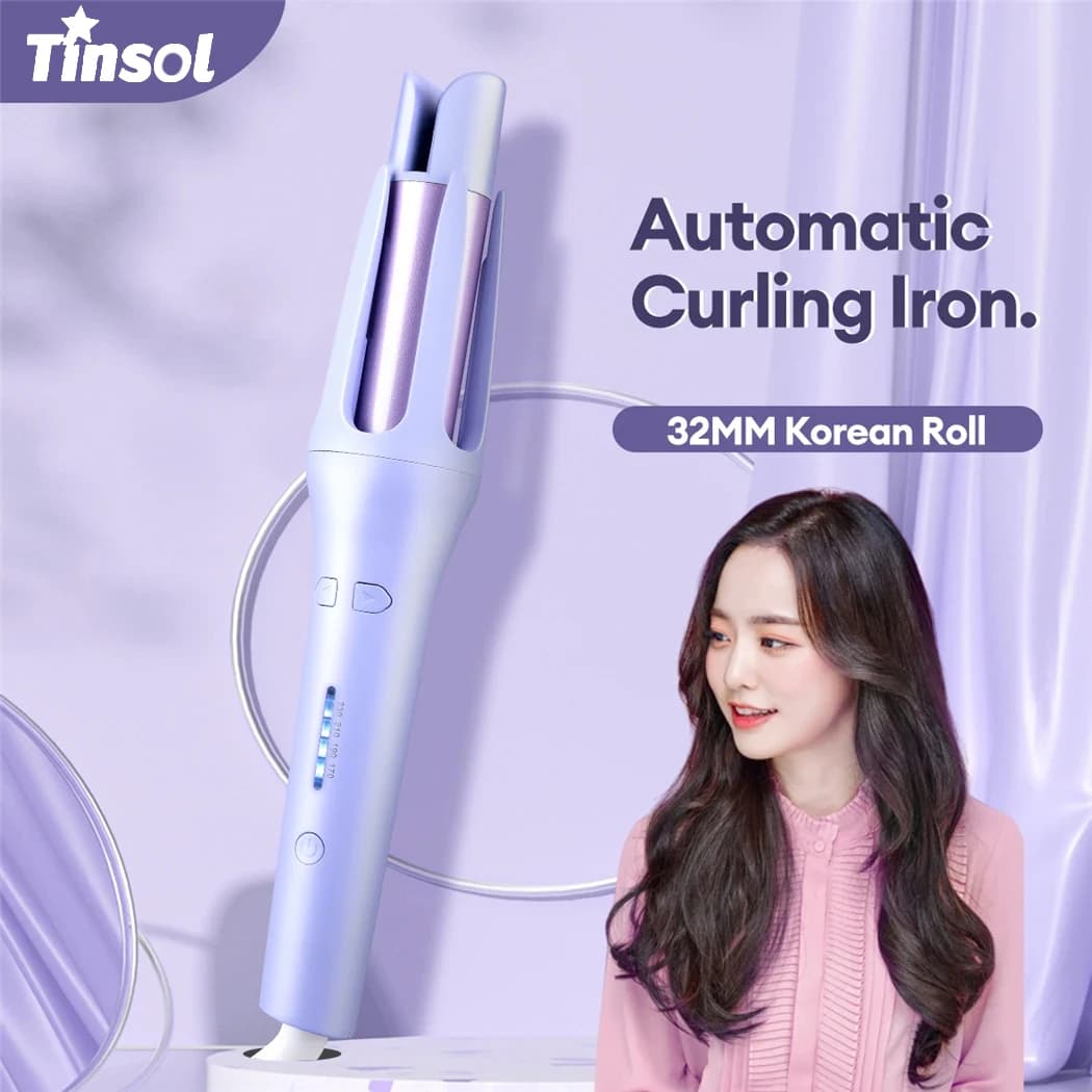 Tinsol 2 in 1 sprinkler automatic 32MM ceramic hair roll automatic iron curler professional wand curling hair