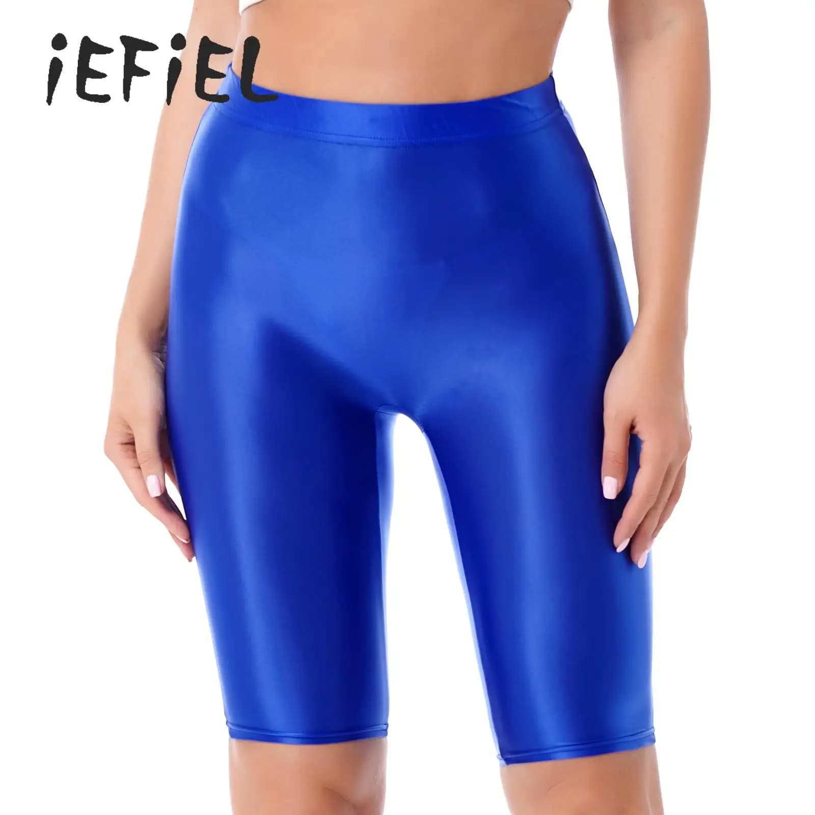 Women's glossy short leggings Stretched short waist pants ultra-thin surf logs Beach swimming pool swimsuits Bike shorts