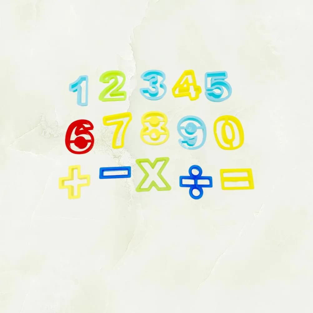 15Pcs Number and Math Symbol Plasticine Tools Set for Kids Dough Modeling Creative Play Early Learning Classroom Daycare