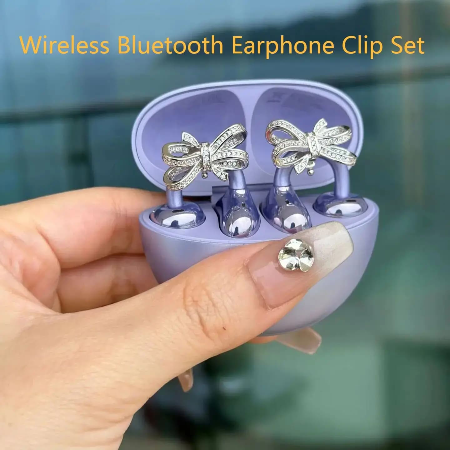 Wireless Bluetooth Earphone Clip Set Butterfly Knot Snowflake Rotating Earrings Earbud Accessories Call Noise Reduction Earphone