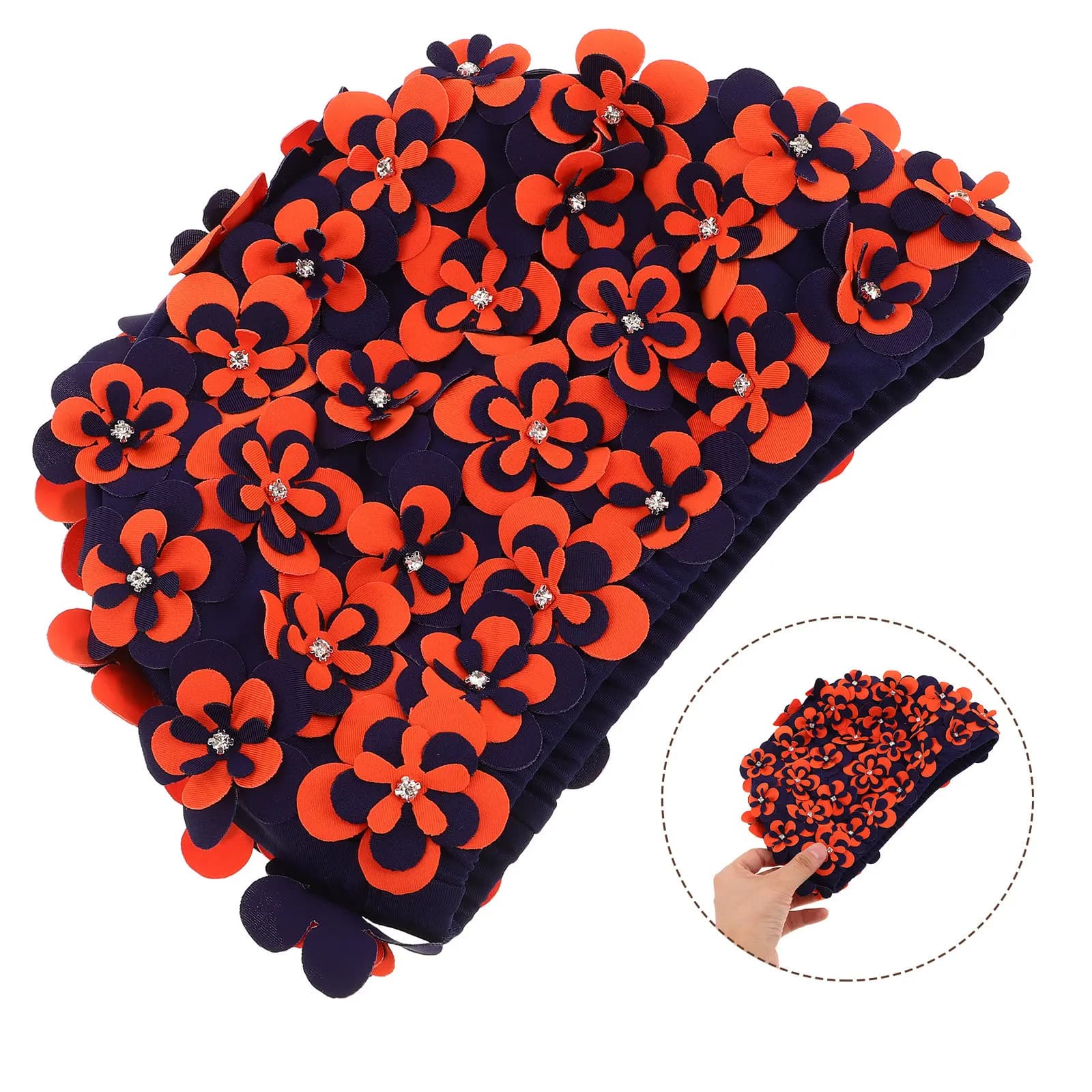 Floral Swimming Head for Adults, Elegant with Handmade Flowers, Waterproof, Comfortable and Breathable for Women, Ideal for Party in Swimming Pool