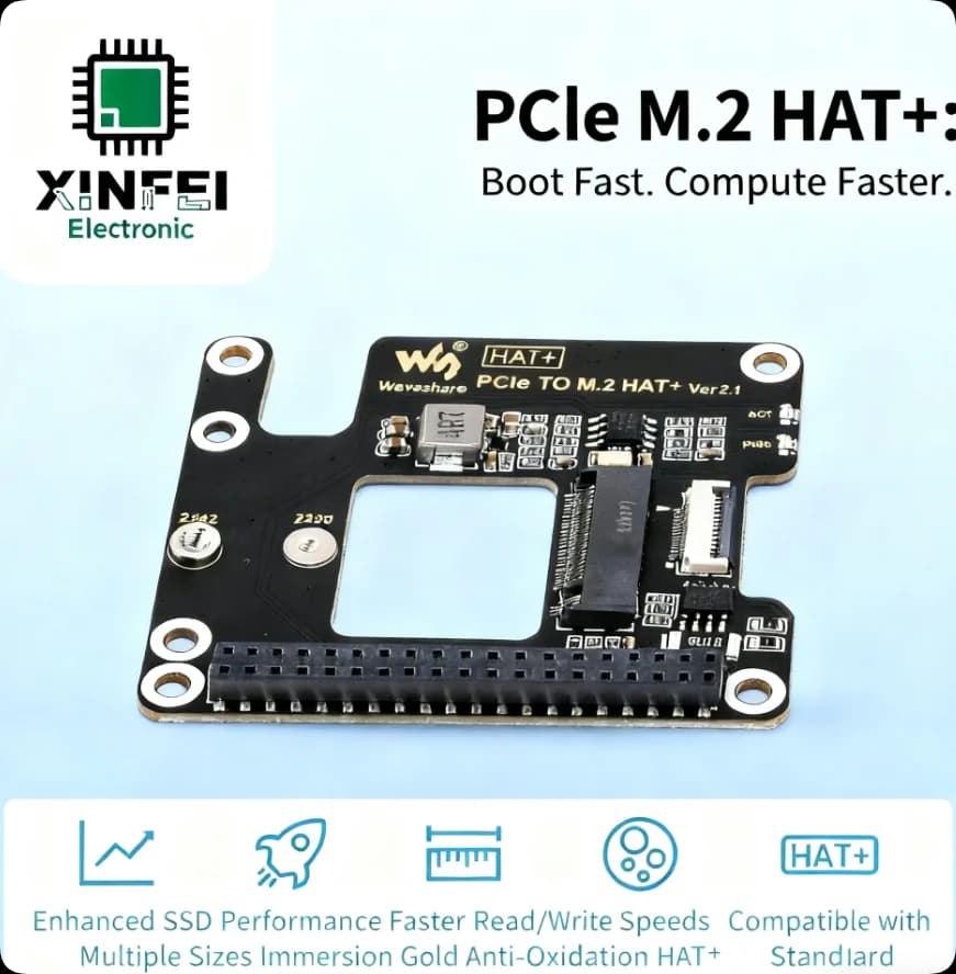 Raspberry Pi 5 PCIe adapter to M.2 HAT+ - NVMe SSD, bootable, EEPROM, double LED indicators for Pi 5