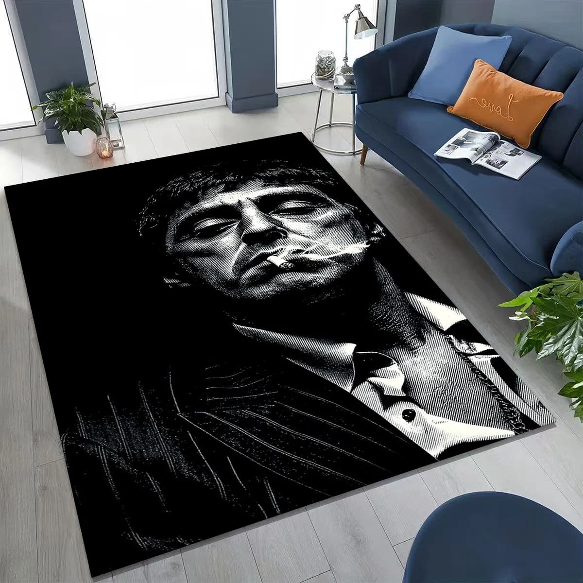 Tappeto classico Scarface Tony Montana Movie Art per camera da letto, soggiorno, divano, zerbino per la casa, tappetino antiscivolo per bambini grandi