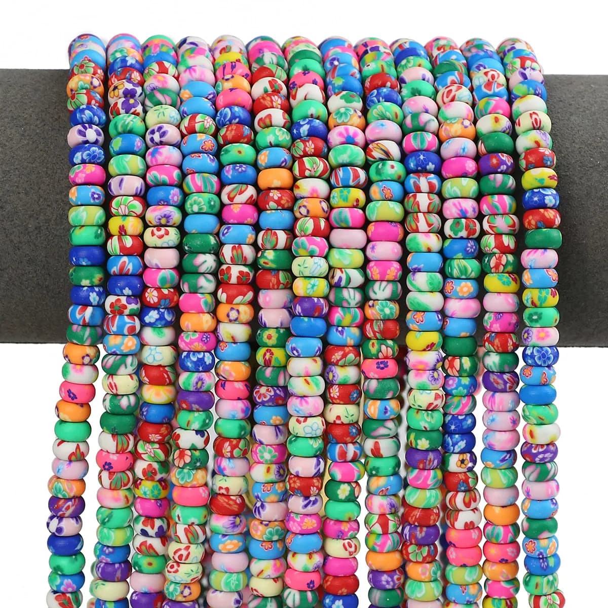 1 filo di circa 110 pezzi di fiori colorati perline divisorie in argilla polimerica per bracciali fai da te zaino accessori per la creazione di gioielli con perline