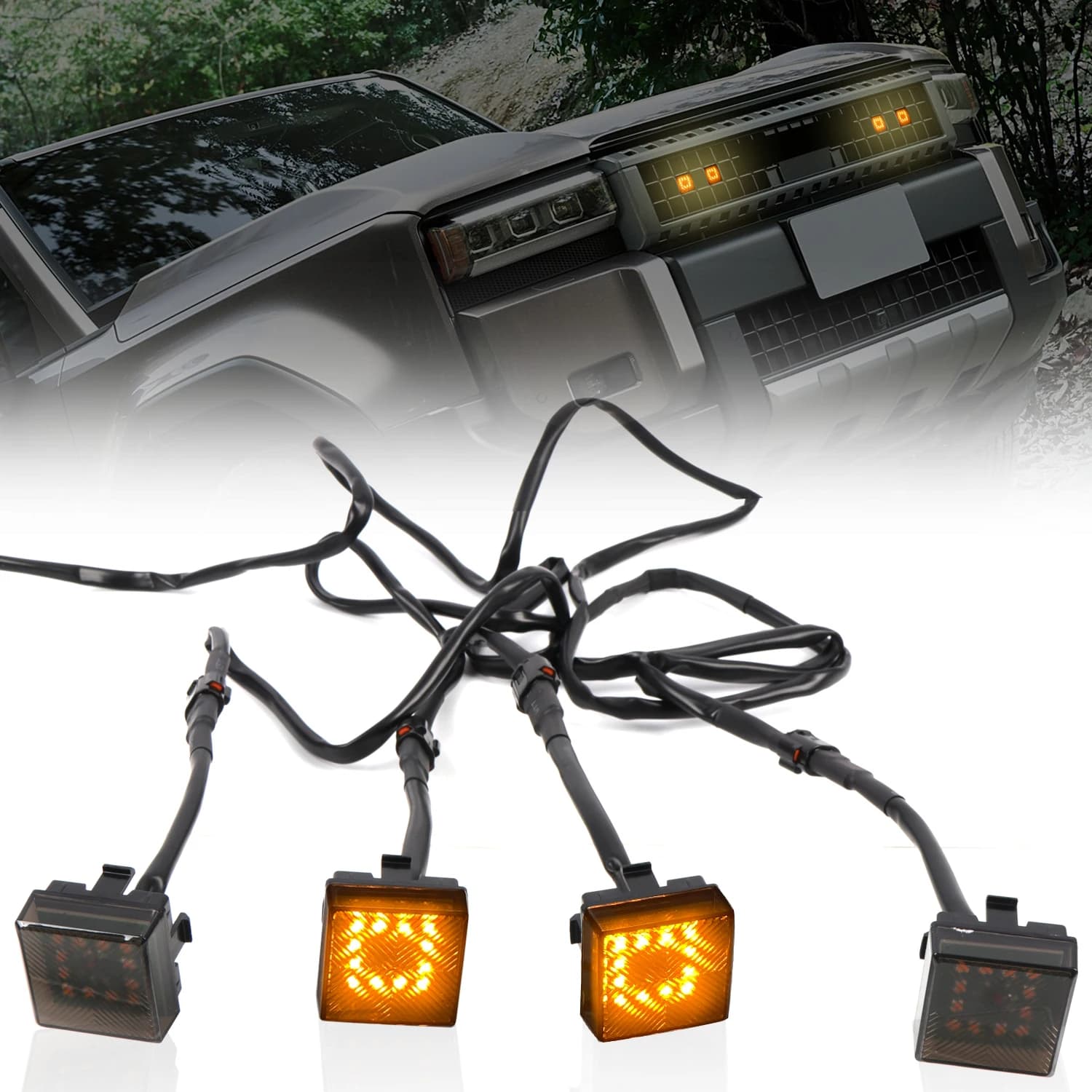 Misura per Toyota Land Cruiser Prado J250 LC250 2024 2025 LED Griglia anteriore Luce di avvertimento Lampada di marcia diurna Griglia DRL Luce gialla