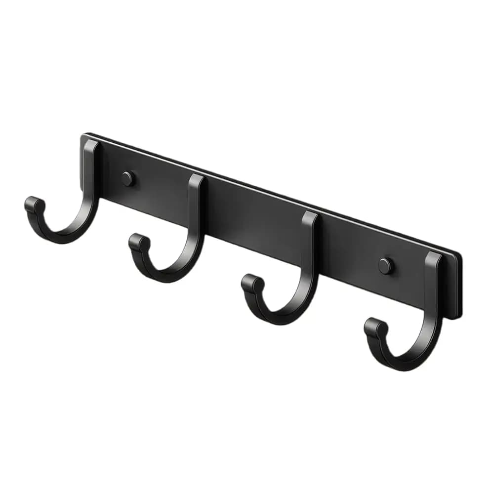 Appendiabiti da Parete, Ganci Robusti per Appendere Cappotti, Cappelli, Asciugamani, Borse, Chiavi e Zaini, Montaggio a Parete in Metallo Nero