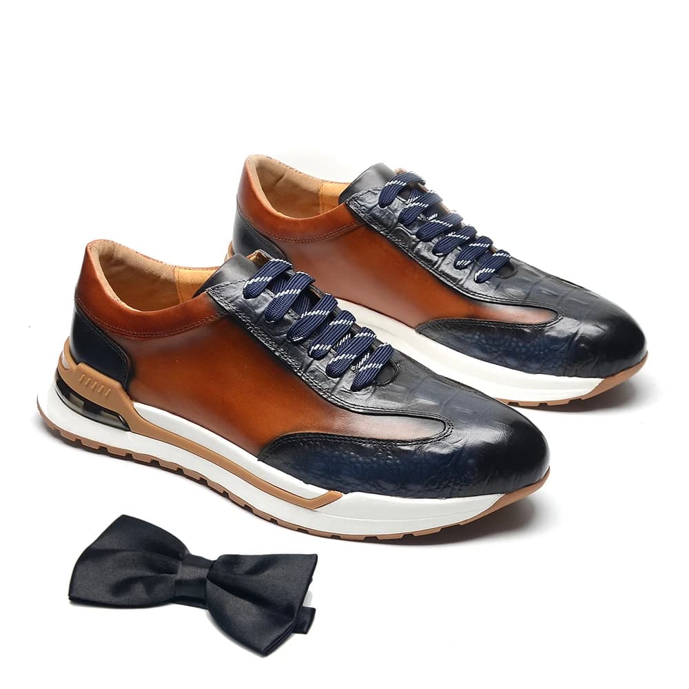 Scarpe da ginnastica da uomo in vera pelle di mucca di design di lusso Scarpe da ginnastica da passeggio antiscivolo casual alla moda Scarpe oxford da uomo con design di giunture