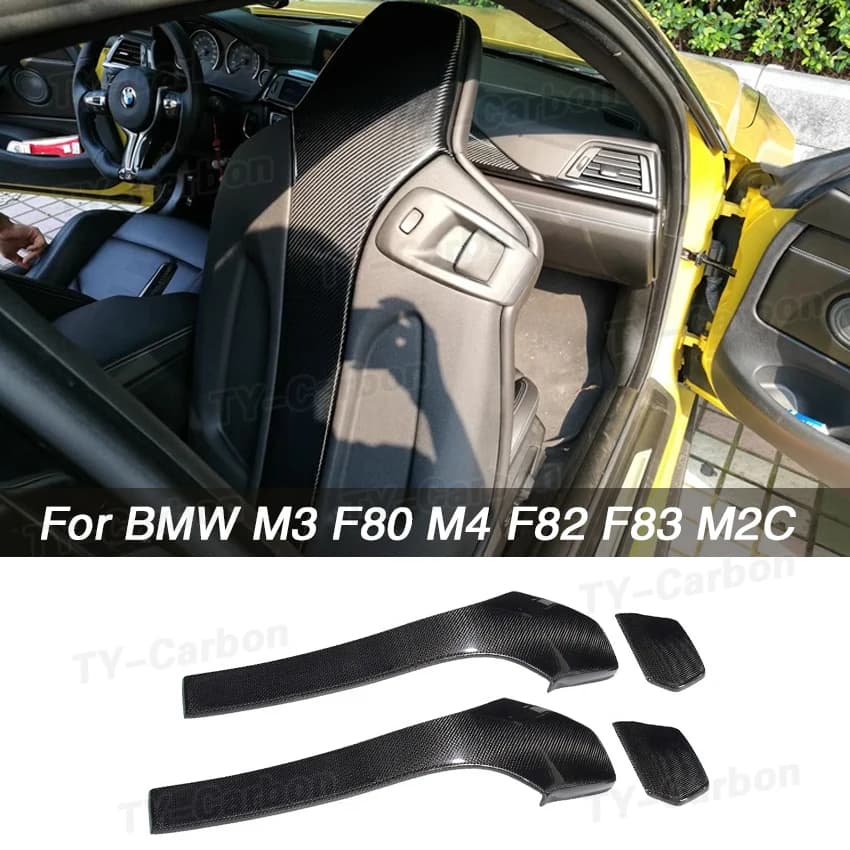 Reale A Secco In Fibra di Carbonio Auto Sedile Interno Posteriore Coperture Trim per BMW F80 M3 F82 F83 M4 F87 M2 M2C Berlina Coupe 2014-2019 Sedile