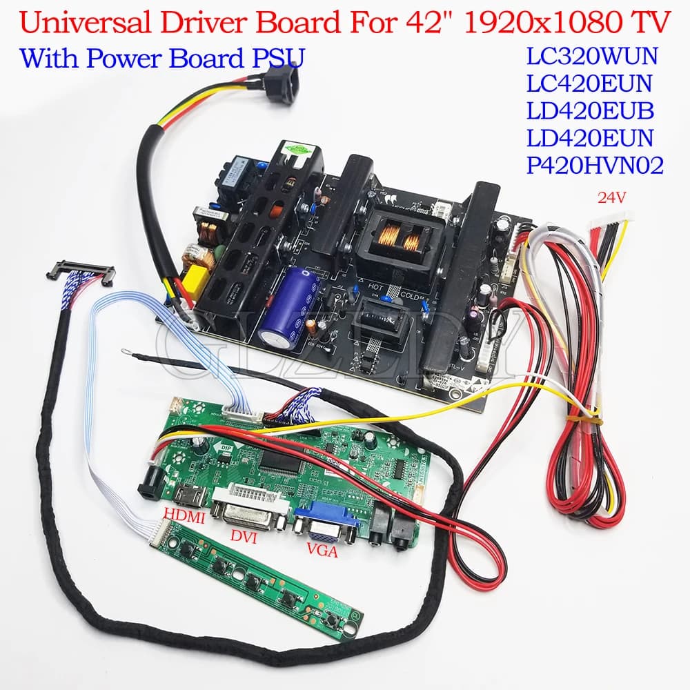 TV LCD Screen Driver Board For LC420EUN P430HVN01.4 1920x1080 51P LVDS DVI HDMI VGA LCD Controller Board Monitor display PSU