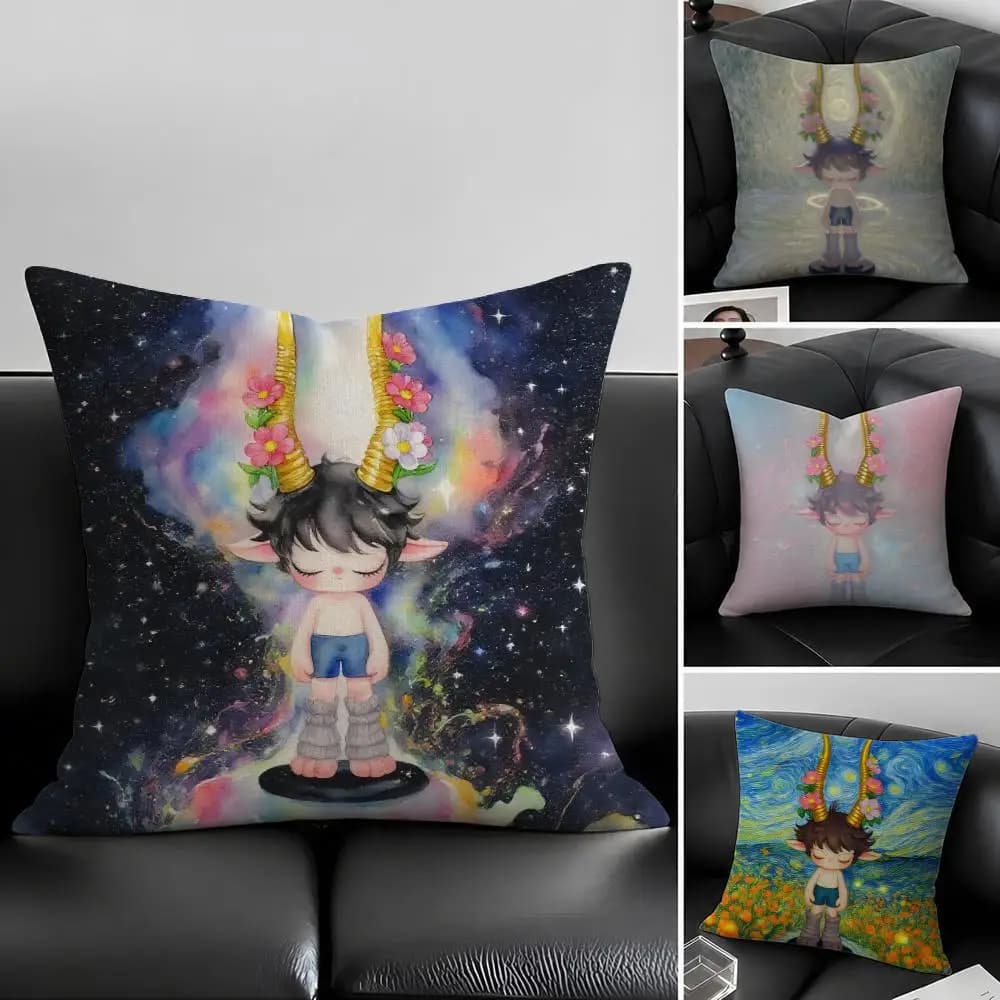 Set di Federe per Cuscini M-MEGA D-DREAM S-STUDIO in Lino Naturale, Decorazione Tutto-in-Uno per Divano, Camera da Letto e Sedia