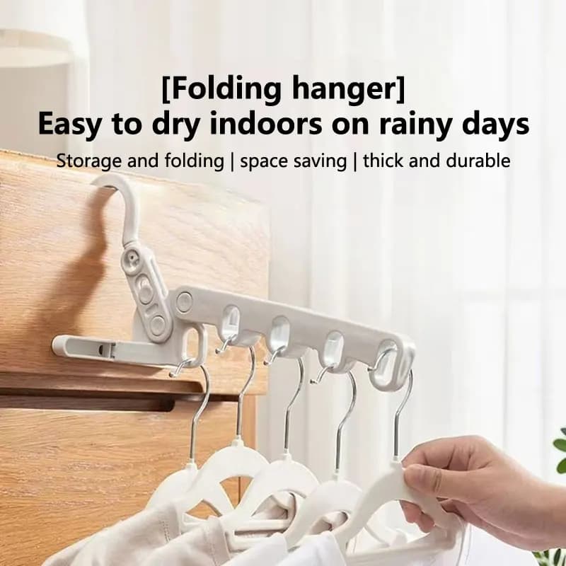 Foldable Five-hole Clothes Drying Rack Portable Travel Clothes Hanger for Home Hotels Dormitories Universal Hook Clothing Rack
