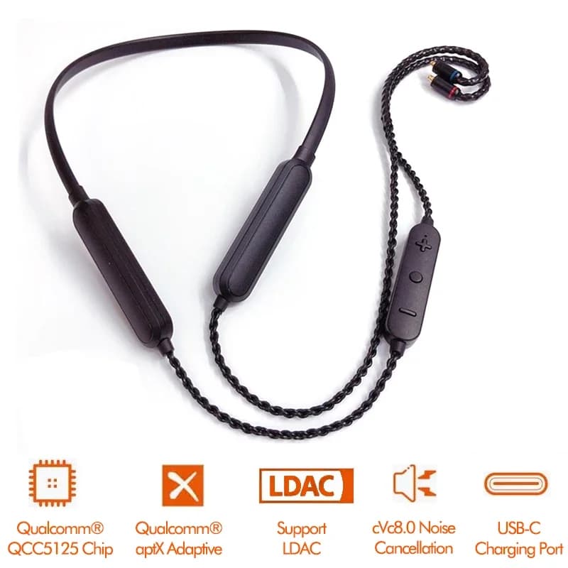 QCC5125 LDAC Multipunto 500mAh Auricolare Bluetooth Cavo di aggiornamento aptX Adattivo Auricolare MMCX 2Pin UE A2DC IE80 IM IE40PRO w Microfono AAC