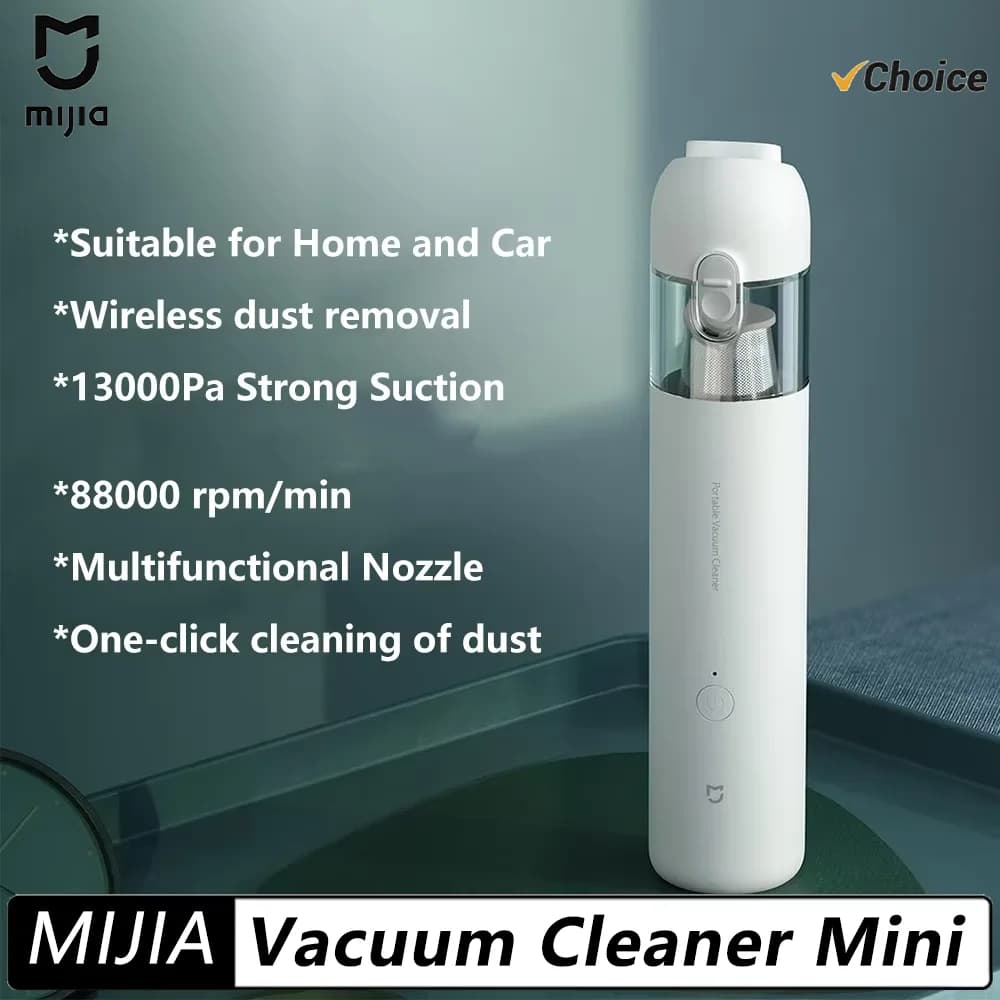 Aspirapolvere Portatile Originale MIJIA per Casa e Auto, Mini Aspiratore Wireless con Potenza di Aspirazione Ciclonica 13000PA