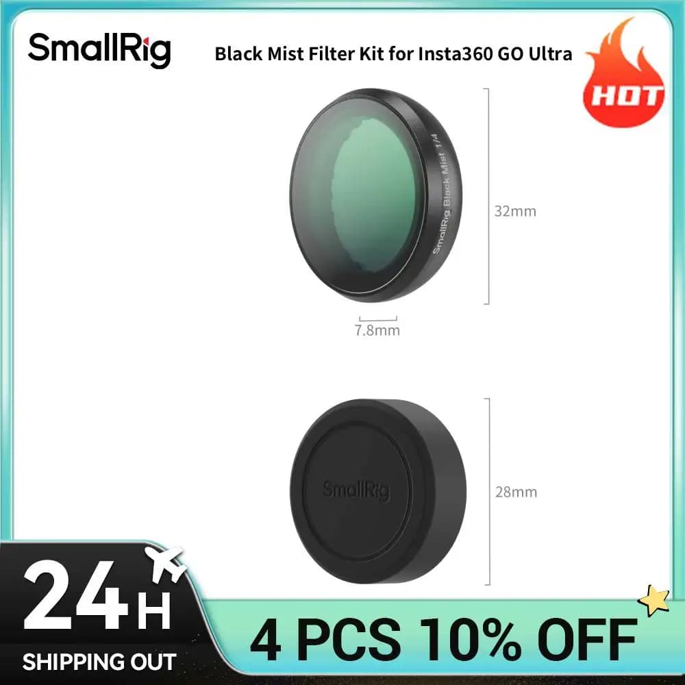 Kit Filtro Black Mist SmallRig per Insta360 GO Ultra con Copriobiettivo in Silicone Design a Scatto Adatto per Riprese Vlog all'Aperto