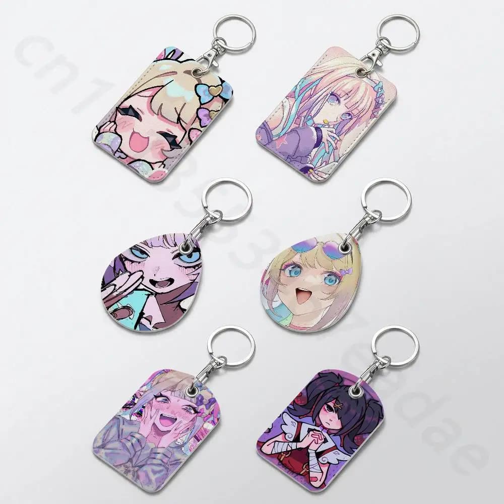 NEEDY GIRL OVERDOSE KAnge Rectangle Card Case Keychain Access Card Bag Key Tag Ring Leather Card Holder Key Ring Access