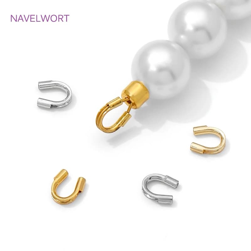 50/100pcs 18K Gold Plated Brass Wire Guard Guardian Protectors Loops U Shape Clasps Connector,DIY Jewelry Making Accessories