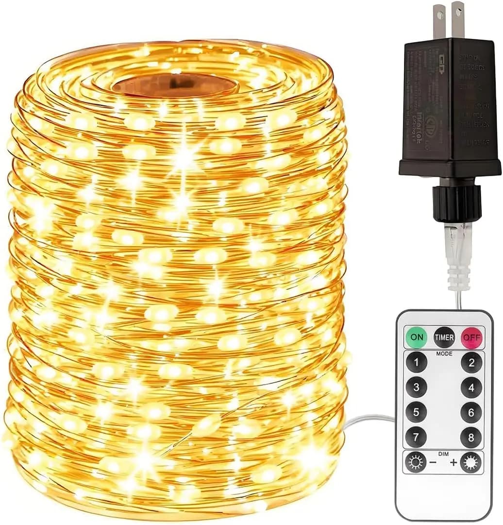 Luci a stringa LED bianche calde da 400FT, impermeabili con telecomando per decorazioni interne ed esterne