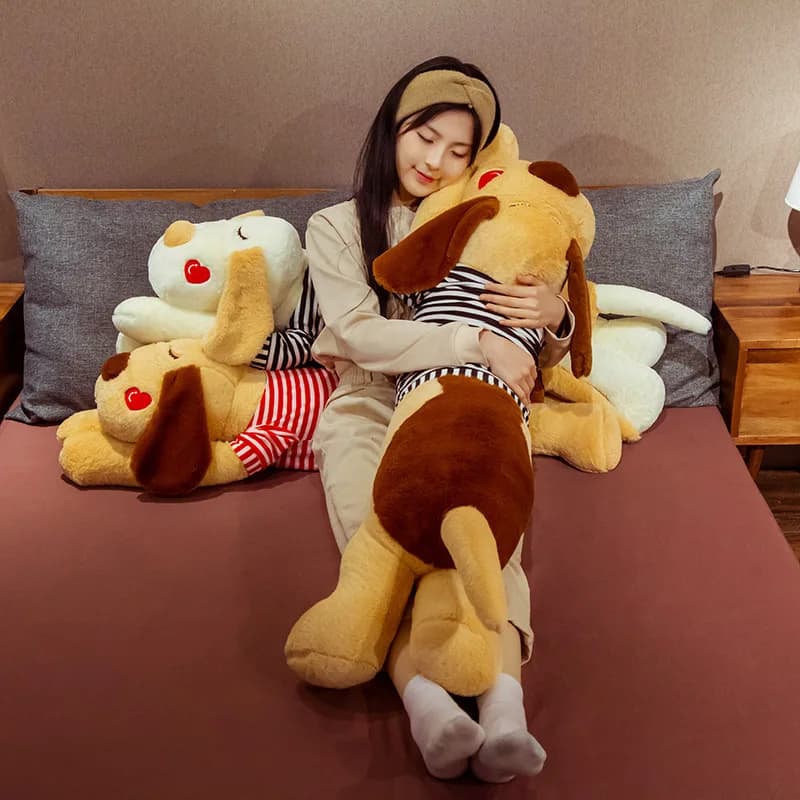Lovely Dog Plush Pillow Toy Stuffed Animal Doll Cartoon Lying Prone Puppy Soft Pillow Kid Baby Hug Doll Girl Birthday Gift