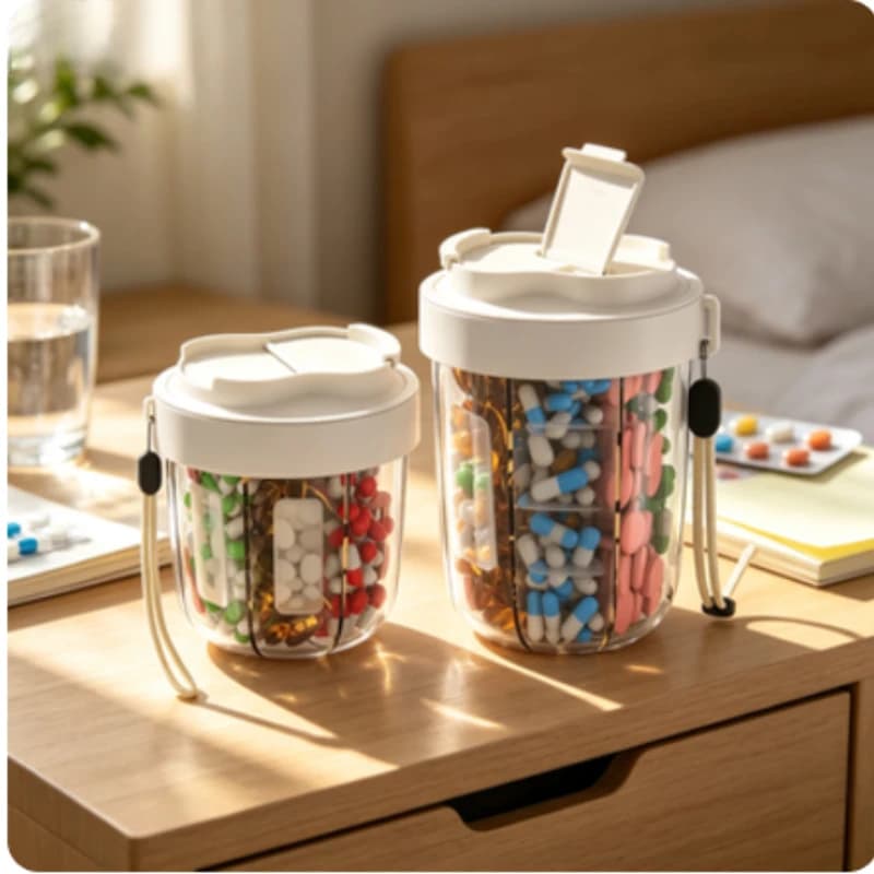 7 Large Compartments Pill Bottle Organizer Travel Pill Dispenser Container For Vitamin Supplement Storage
