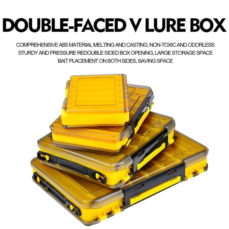 Double Sided Fishing Tackle Box Lure Storage Case for Shrimp Minnow Pencil Plastic Baits Double Layer Fishing Gear Box