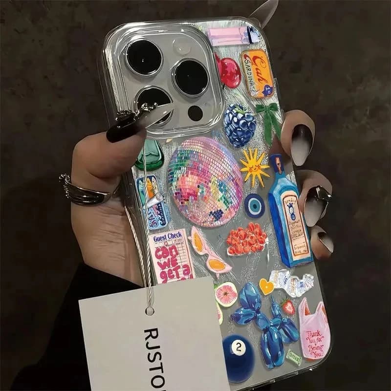 Summer Luxury Seaside Scenery Wine Lemon Phone Case for iPhone 16e 16 15 14 13 12 11 Pro Max X Xs XR XSMax 8 7 6 6s Plus Feather
