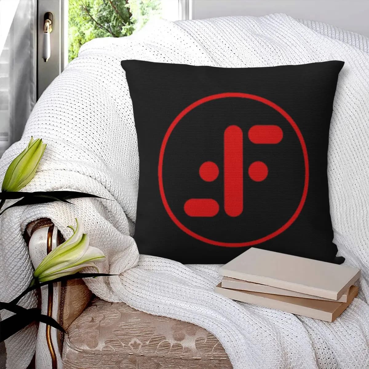 V The Visitors Insignia (Rosso) Federa quadrata Federa per cuscino Cuscino in poliestere con cerniera Cuscino decorativo comfort per divano di casa
